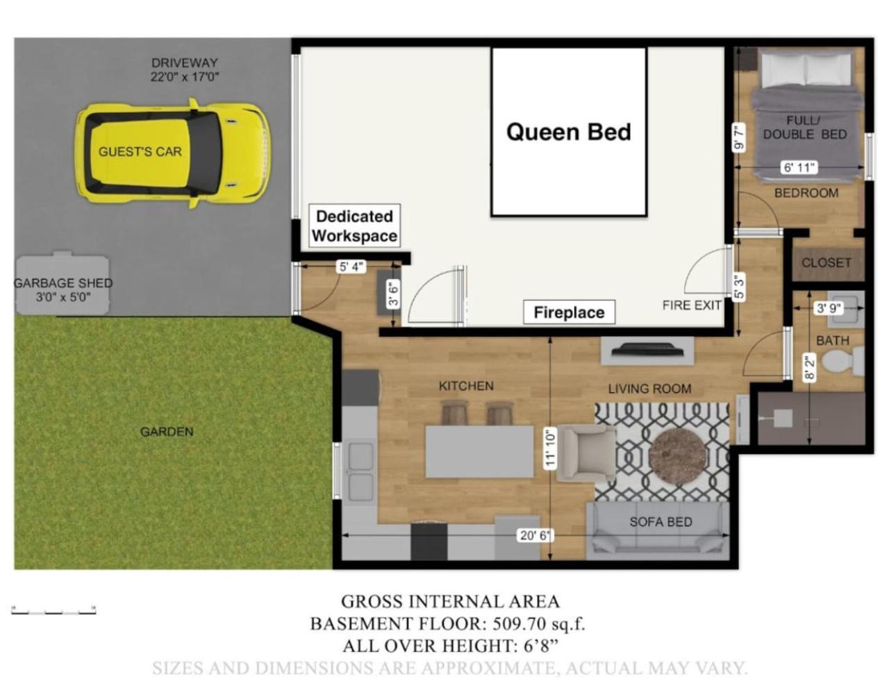 Apartment 2 Bedroom Ground-level In A With Full Kitchen, Parking, And 20 Mins To Downtown